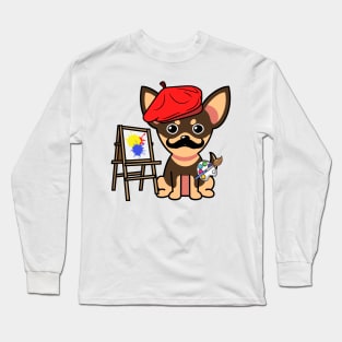 Cute Small dog is a painter Long Sleeve T-Shirt